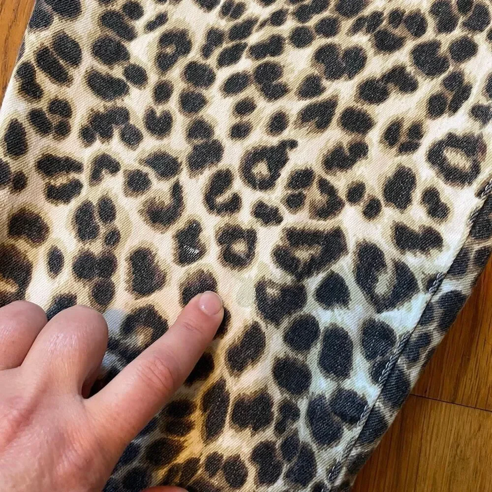 FRAME | ali high rise cigarette jeans beige leopard print 30